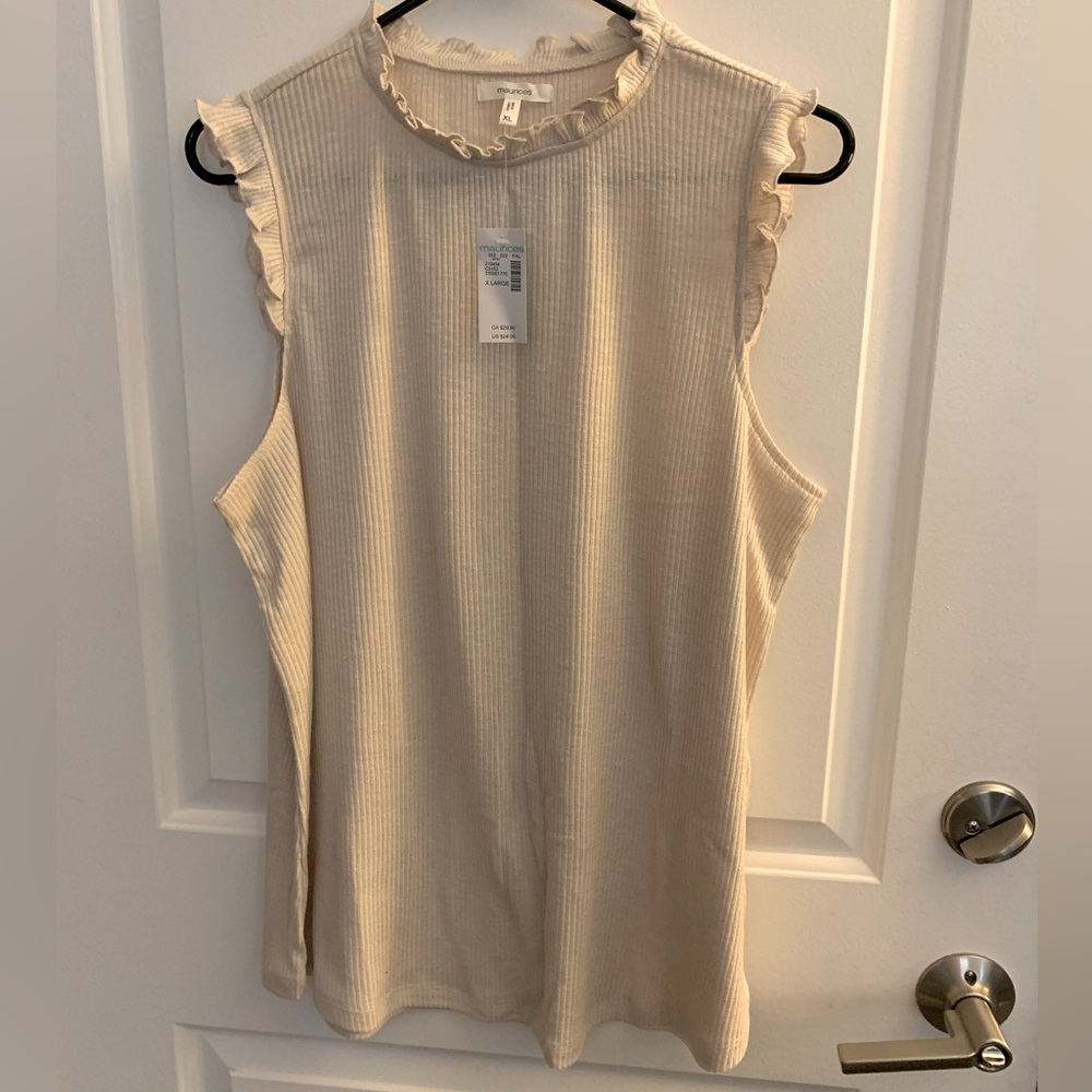 Maurices Cream Ruffled Bib Collar Blouse